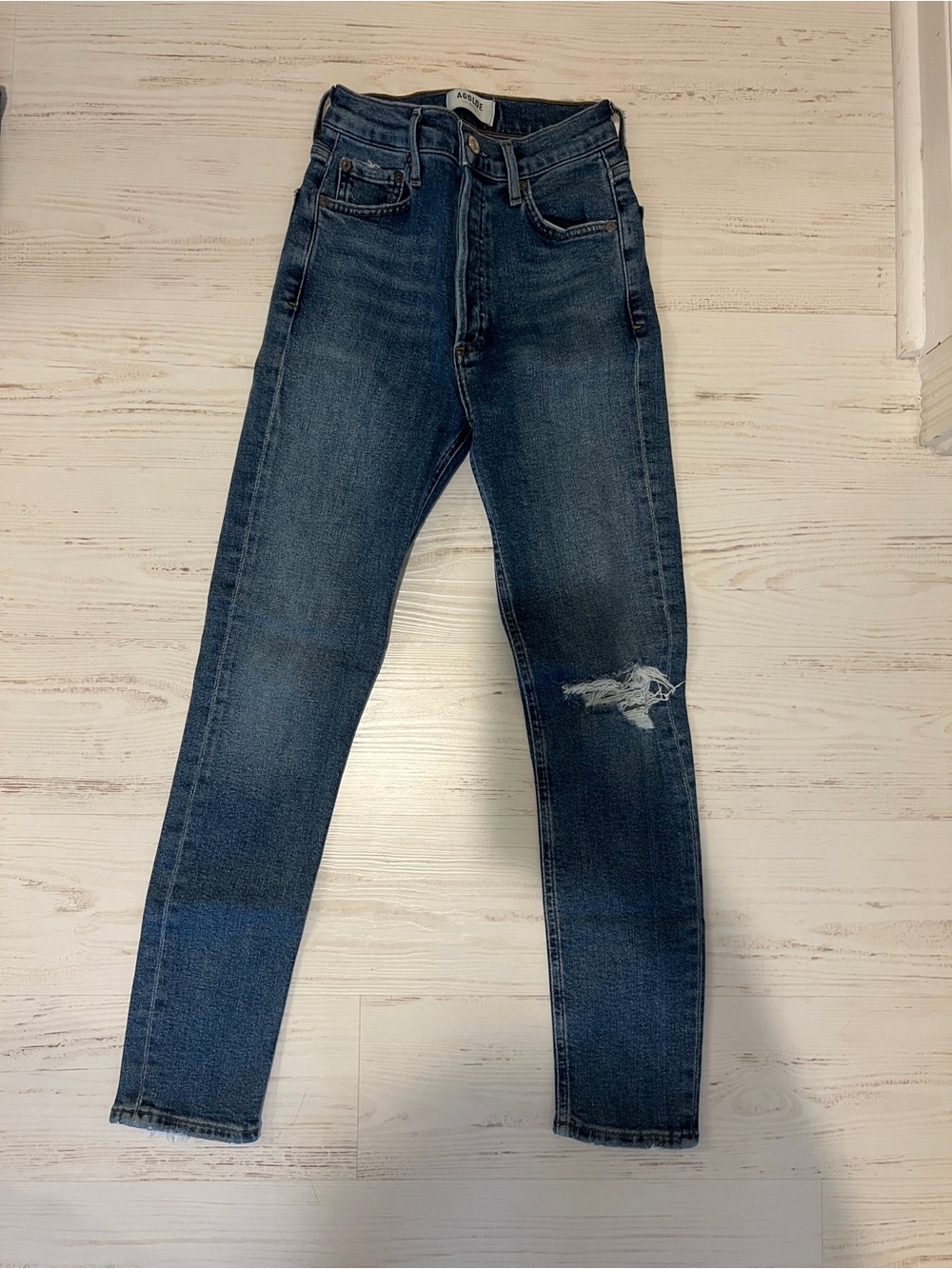 AGOLDE Nico Women’s Dark Blue Distressed High-Rise Jeans Size 23